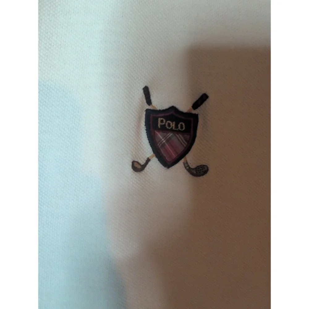 Polo Ralph Lauren Mens White Polo Golf Shirt Large Cotton Solid Short Sleeve